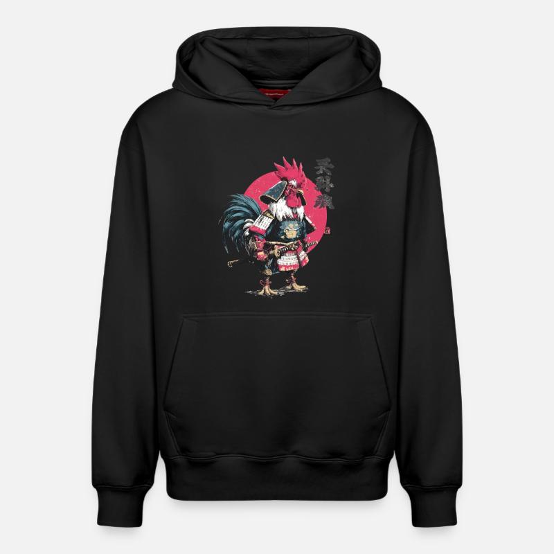 Hahn-Samurai-Rüstung - Relaxed Unisex Organic Hoodie – von SPREAD - Schwarz
