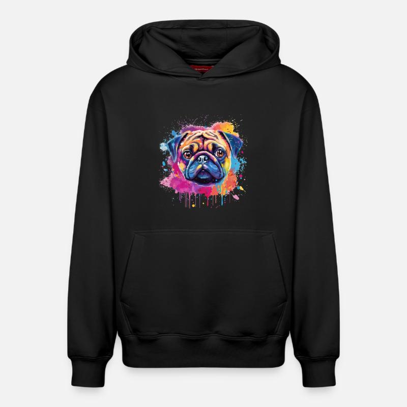 Lebendiges Mops-Splash-Porträt - Relaxed Unisex Organic Hoodie – von SPREAD - Schwarz