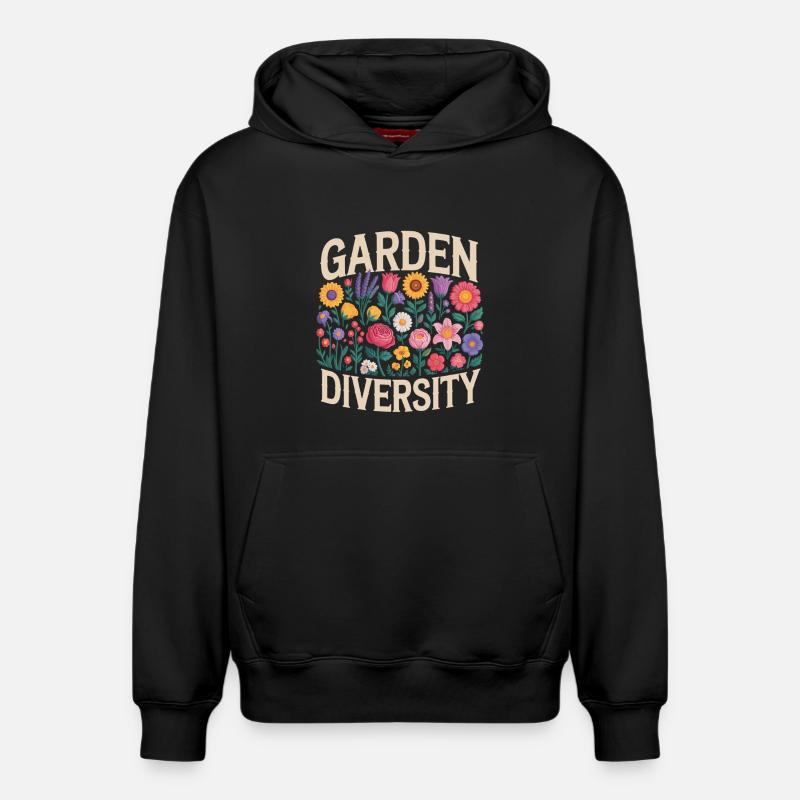 Jardin Diversité Florale - Sweat à capuche unisexe décontracté en coton biologique – de SPREAD - noir