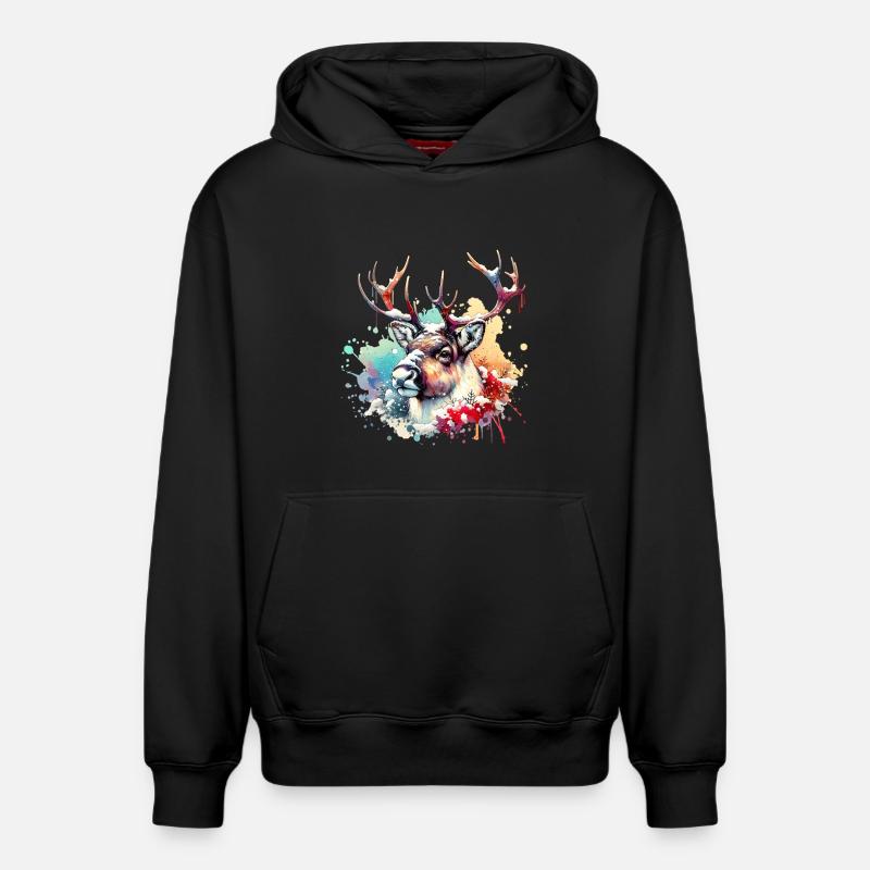 Cadeau du renne - Sweat à capuche unisexe décontracté en coton biologique – de SPREAD - noir