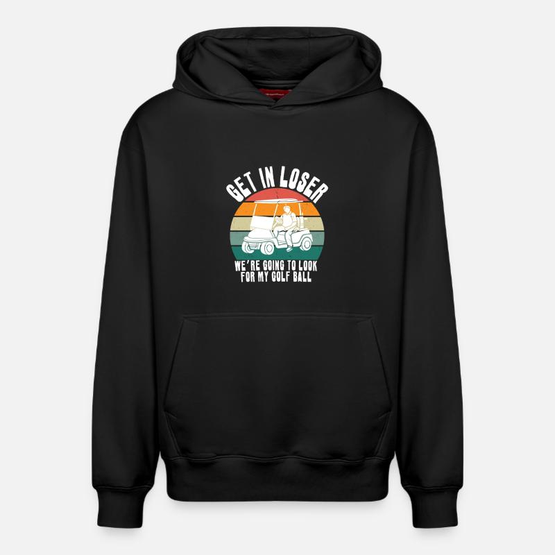 Retro Golf Cart Sunset - Relaxed Unisex Organic Hoodie – by SPREAD - black