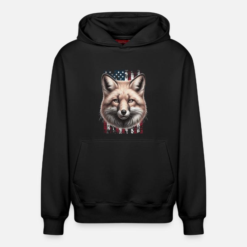 Fox US Red Fox Fox - Sweat à capuche unisexe décontracté en coton biologique – de SPREAD - noir