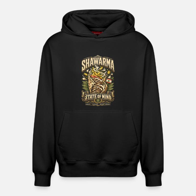 État d’esprit du Shawarma libanais - Sweat à capuche unisexe décontracté en coton biologique – de SPREAD - noir