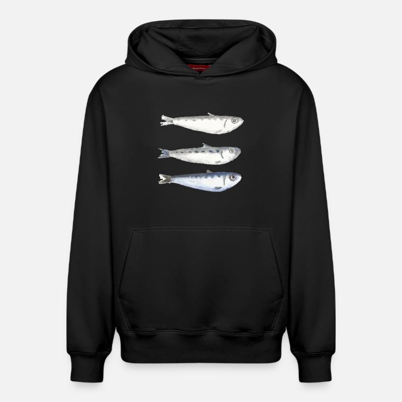 sardine - Sweat à capuche unisexe décontracté en coton biologique – de SPREAD - noir