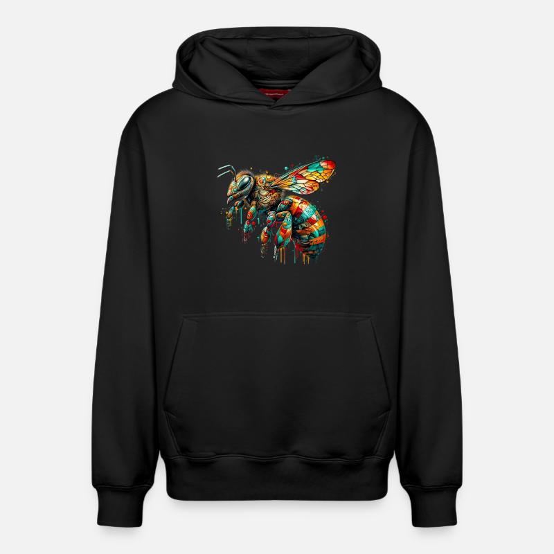 Abeille - Sweat à capuche unisexe décontracté en coton biologique – de SPREAD - noir