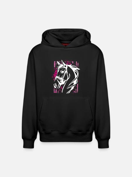 Graffiti-Stil Pferd mit Pinkem Farbsplash - Relaxed Unisex Organic Hoodie – von SPREAD - Schwarz