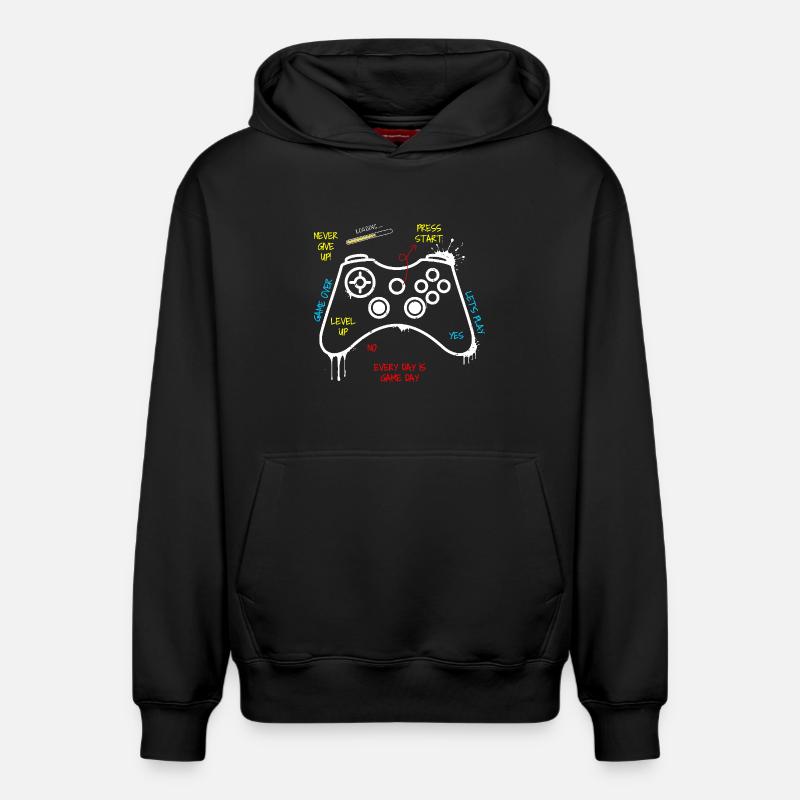 Gamer Controller Graffiti - Sweat à capuche unisexe décontracté en coton biologique – de SPREAD - noir