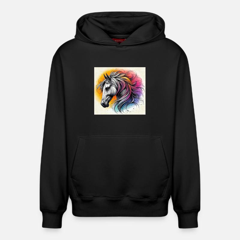 cheval - Sweat à capuche unisexe décontracté en coton biologique – de SPREAD - noir
