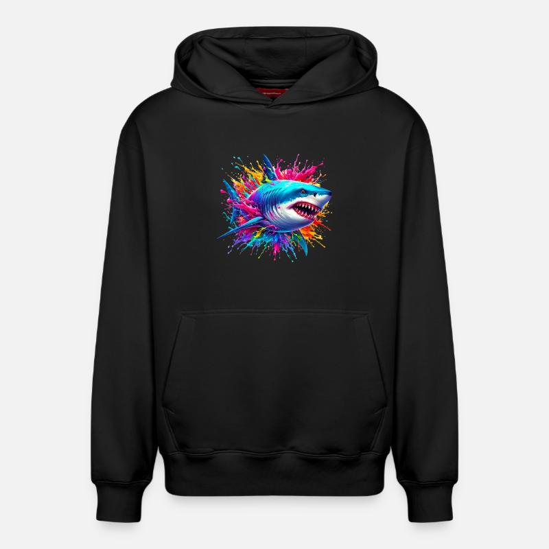 Requin - Sweat à capuche unisexe décontracté en coton biologique – de SPREAD - noir