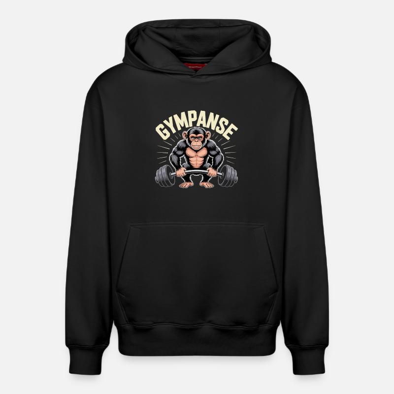 Motif de musculation Gymchimp - Sweat à capuche unisexe décontracté en coton biologique – de SPREAD - noir