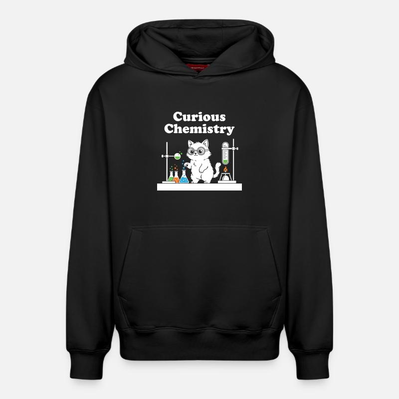 Chat de la Chimie Curieuse - Sweat à capuche unisexe décontracté en coton biologique – de SPREAD - noir