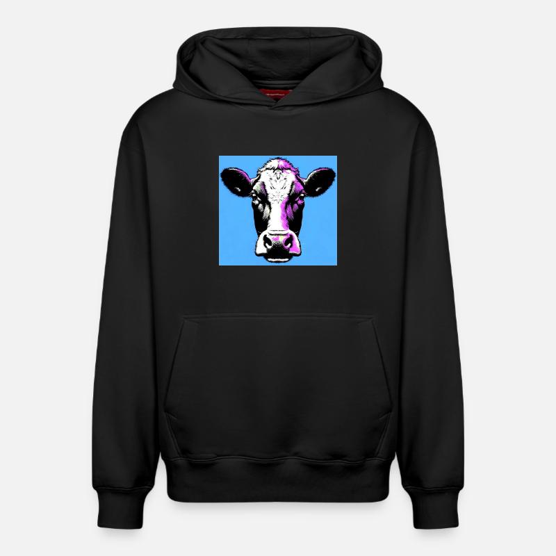 vache - Sweat à capuche unisexe décontracté en coton biologique – de SPREAD - noir