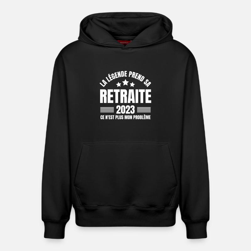 retraite, retraité, retraitée - Sweat à capuche unisexe décontracté en coton biologique – de SPREAD - noir