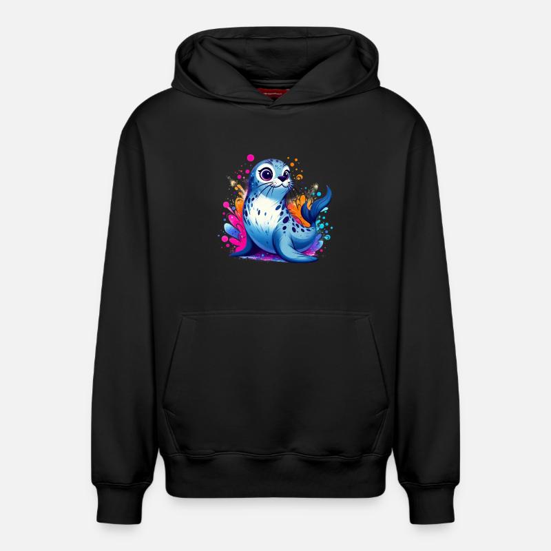 Phoque - Sweat à capuche unisexe décontracté en coton biologique – de SPREAD - noir