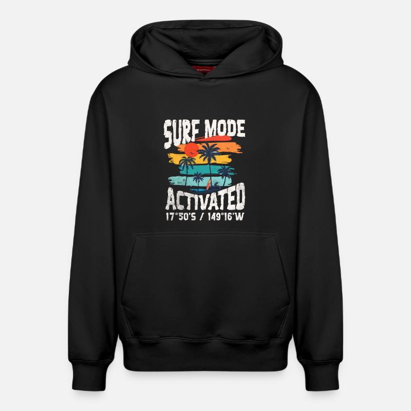 Surf mode activated Copy - Sweat à capuche unisexe décontracté en coton biologique – de SPREAD - noir