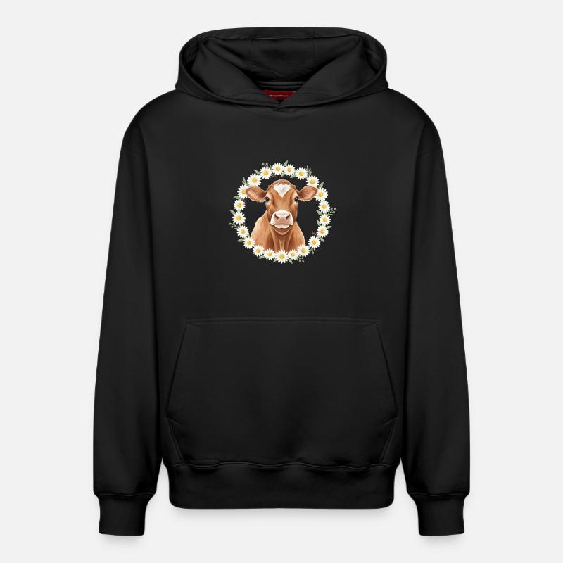 Vache brune - Sweat à capuche unisexe décontracté en coton biologique – de SPREAD - noir
