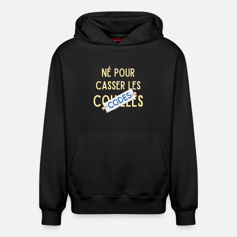 Né pour casser les codes - Sweat à capuche unisexe décontracté en coton biologique – de SPREAD - noir
