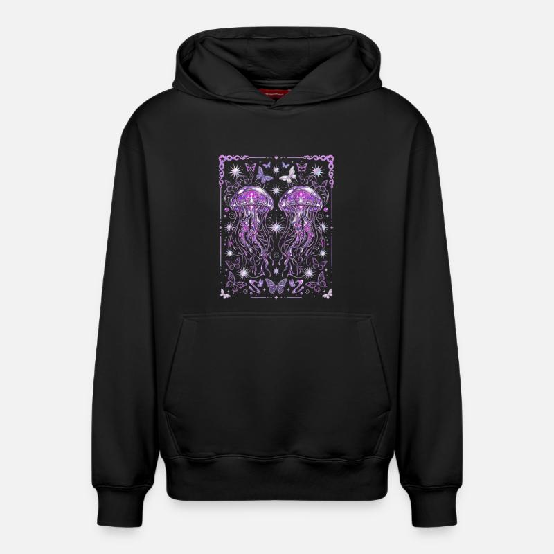 Graphique esthétique de méduse Y2K - Sweat à capuche unisexe décontracté en coton biologique – de SPREAD - noir