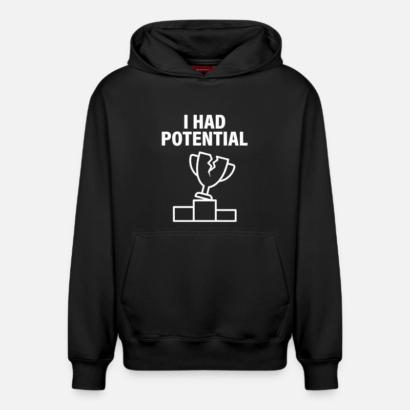 J'avais du Potentiel Humour Sarcastique - Sweat à capuche unisexe décontracté en coton biologique – de SPREAD - noir