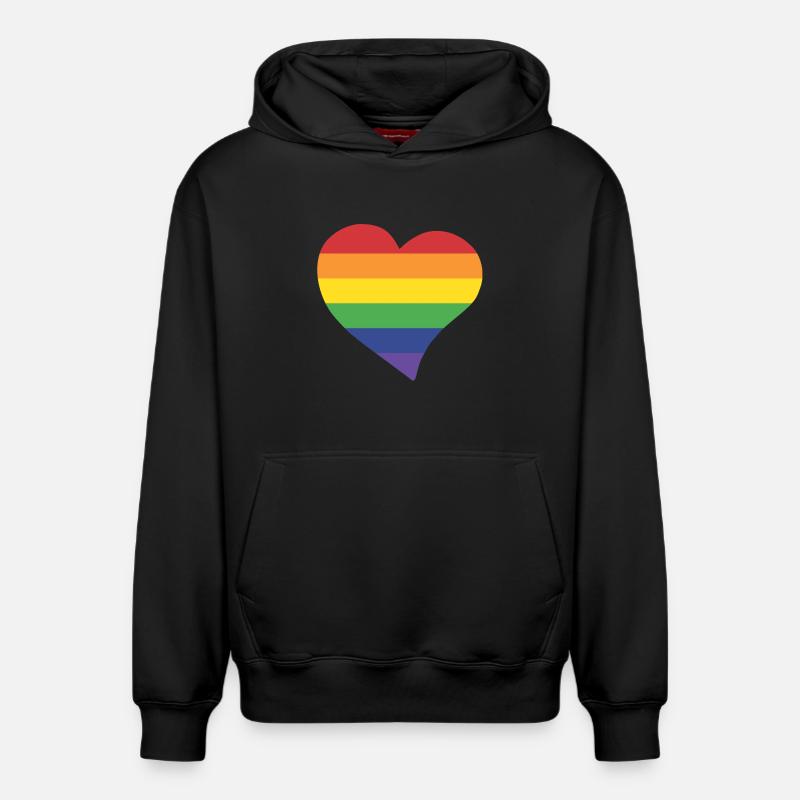 Rainbow heart - Sweat à capuche unisexe décontracté en coton biologique – de SPREAD - noir