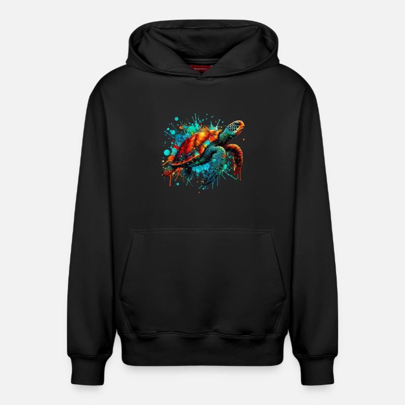 Schildkröte - Relaxed Unisex Organic Hoodie – von SPREAD - Schwarz