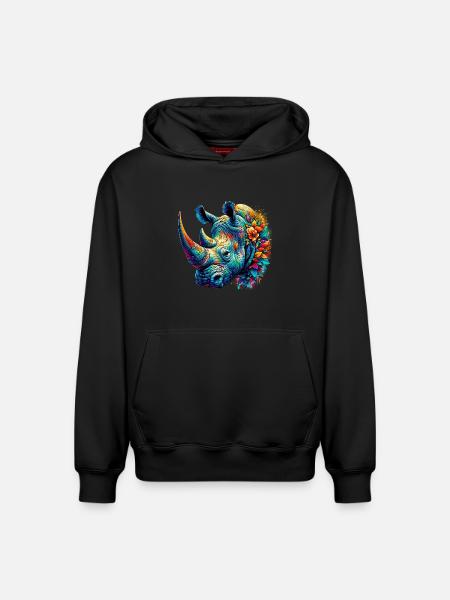 Rhinoceros - Relaxed Unisex Organic Hoodie – by SPREAD - black