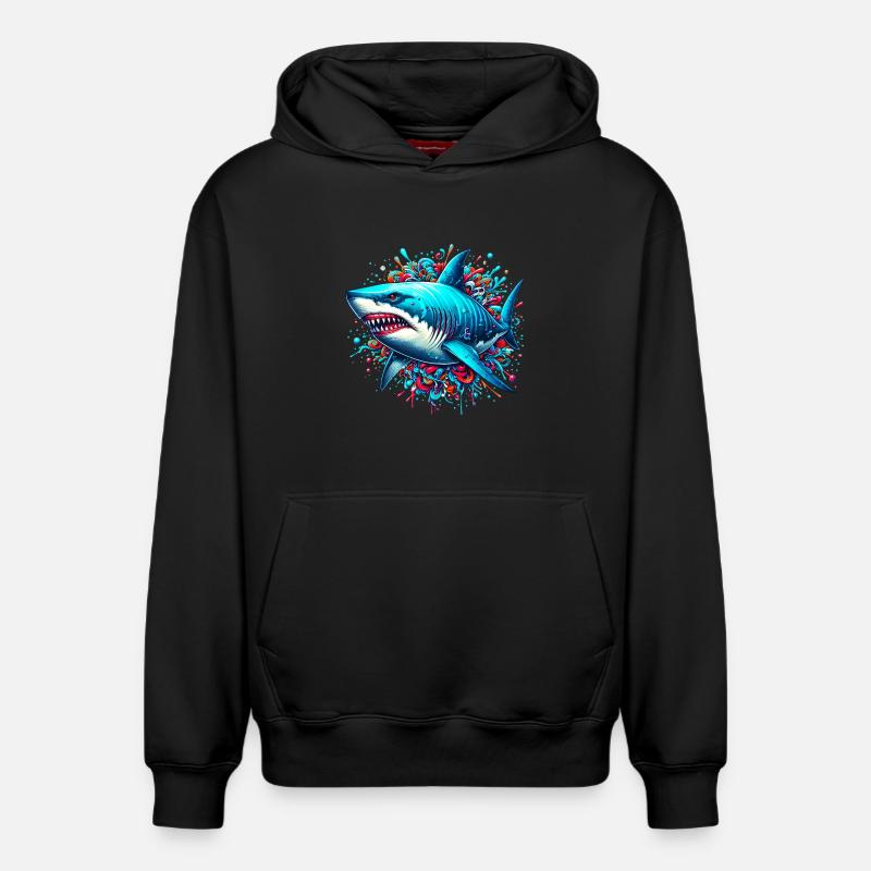 Requin - Sweat à capuche unisexe décontracté en coton biologique – de SPREAD - noir