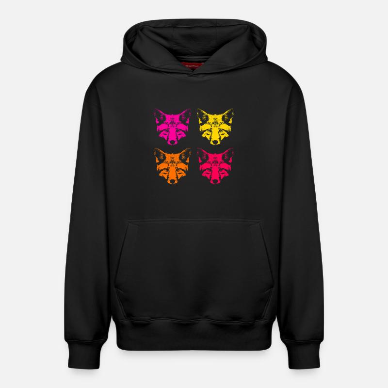 Renards de couleur - Sweat à capuche unisexe décontracté en coton biologique – de SPREAD - noir