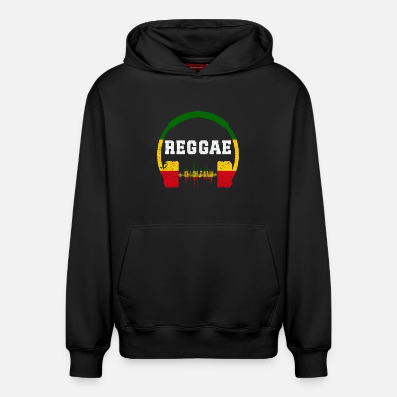 Conception des ondes casques reggae - Sweat à capuche unisexe décontracté en coton biologique – de SPREAD - noir