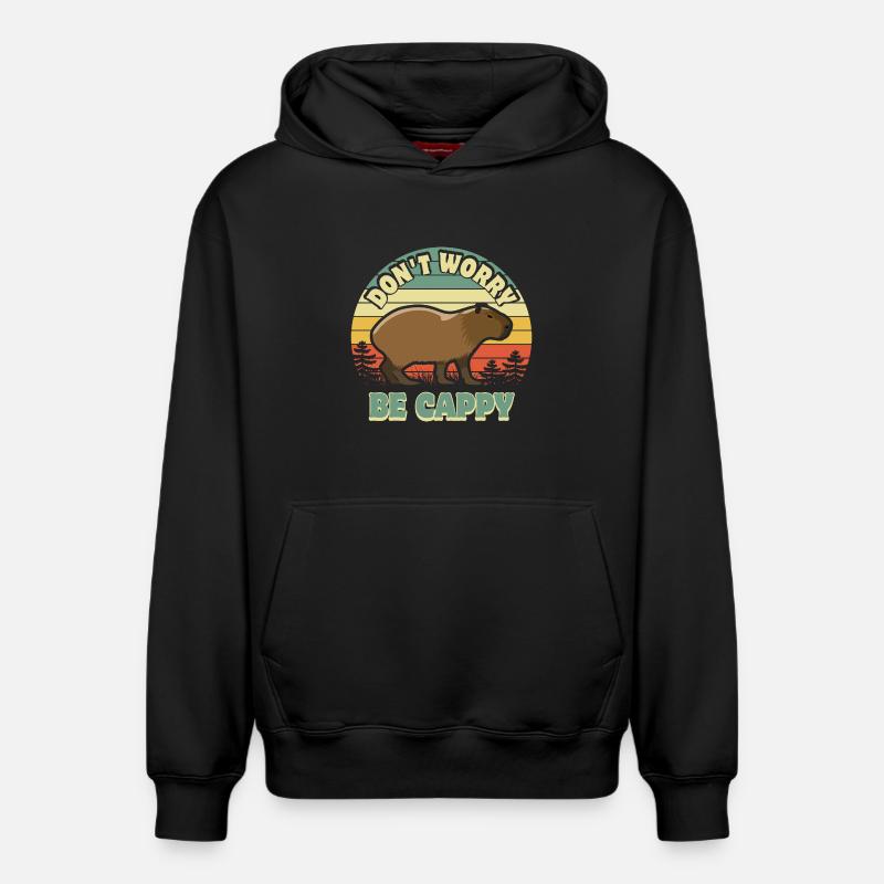 Don't worry be Cappy - Capybara - Relaxed Unisex Organic Hoodie – von SPREAD - Schwarz