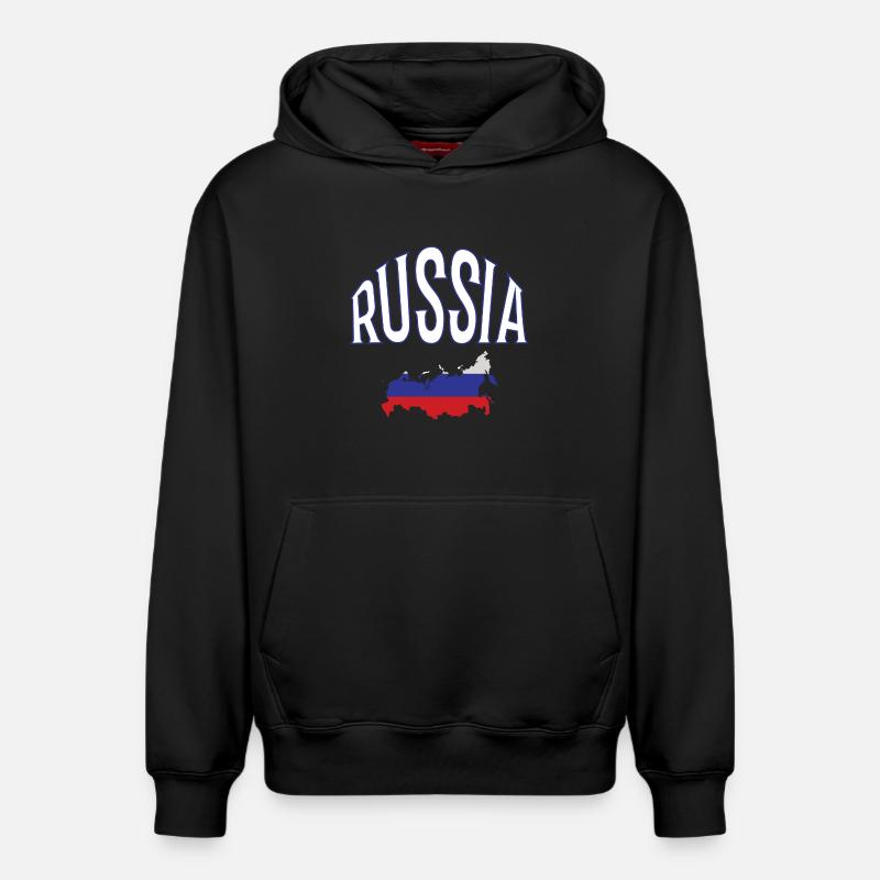 Russie - Sweat à capuche unisexe décontracté en coton biologique – de SPREAD - noir