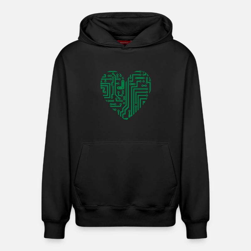 Computer Coeur - Sweat à capuche unisexe décontracté en coton biologique – de SPREAD - noir