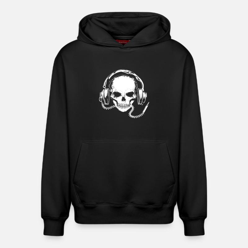 Crâne avec des écouteurs - Sweat à capuche unisexe décontracté en coton biologique – de SPREAD - noir
