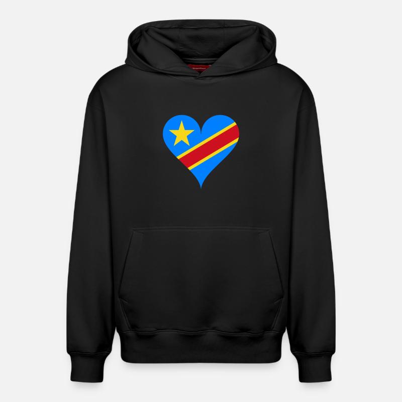 I Love Congo - Sweat à capuche unisexe décontracté en coton biologique – de SPREAD - noir