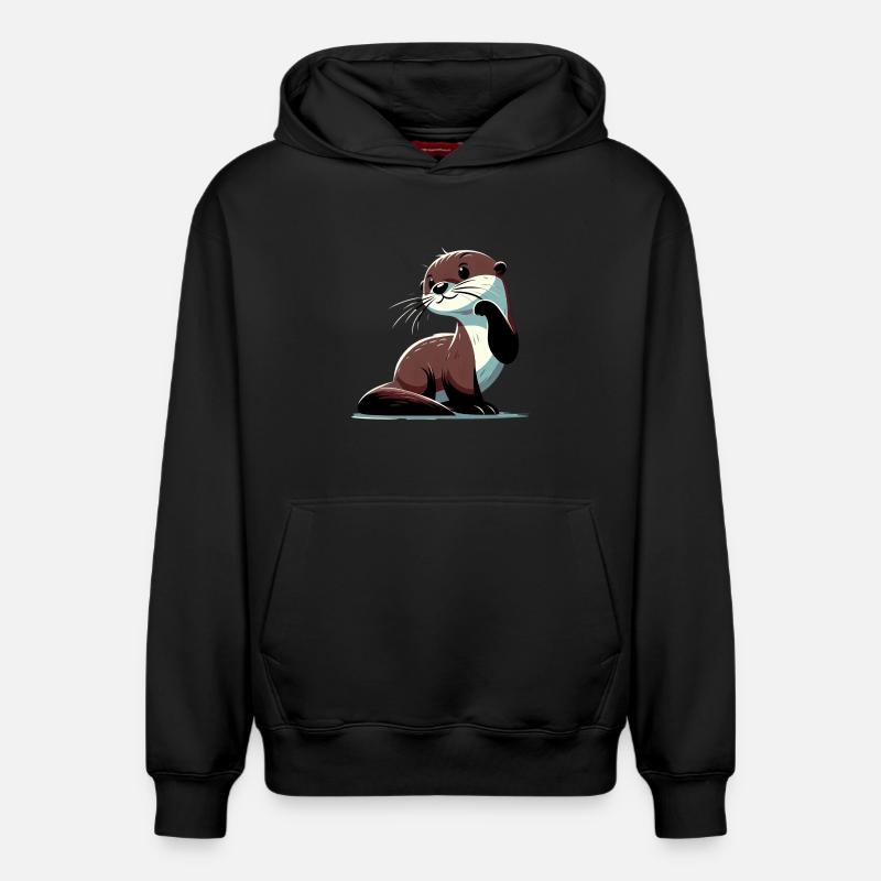 Loutre - Sweat à capuche unisexe décontracté en coton biologique – de SPREAD - noir