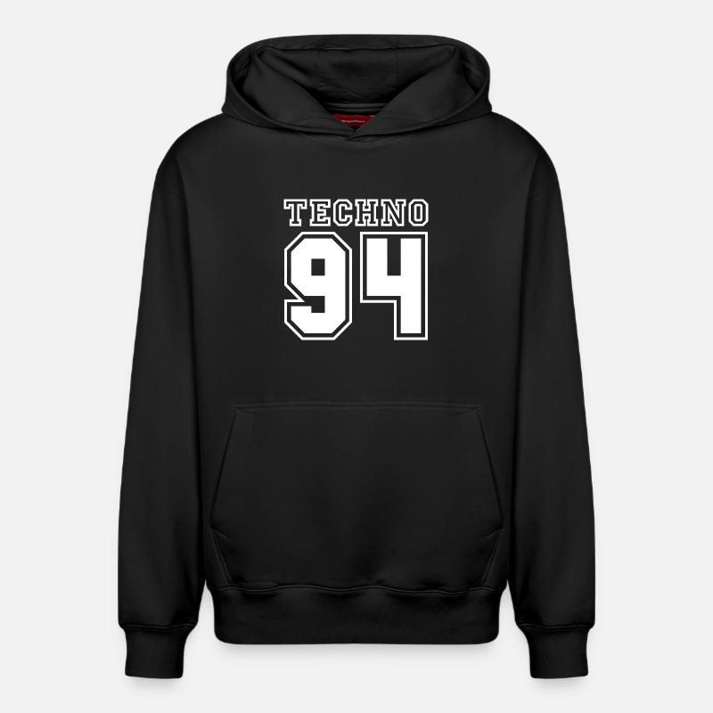 TECHNO 94 - Relaxed Unisex Organic Hoodie – by SPREAD - black