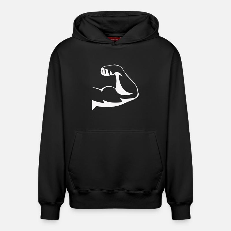 Silhouette puissante des biceps - Sweat à capuche unisexe décontracté en coton biologique – de SPREAD - noir