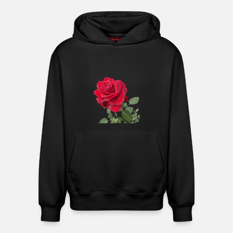 Rose rouge - Sweat à capuche unisexe décontracté en coton biologique – de SPREAD - noir