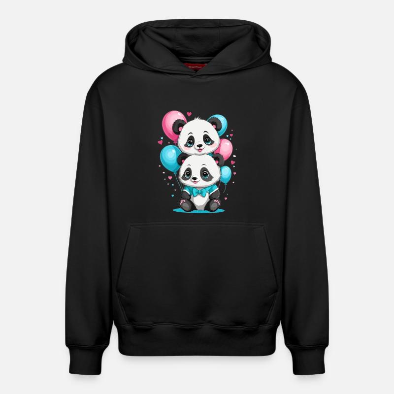 Panda mignon - Sweat à capuche unisexe décontracté en coton biologique – de SPREAD - noir