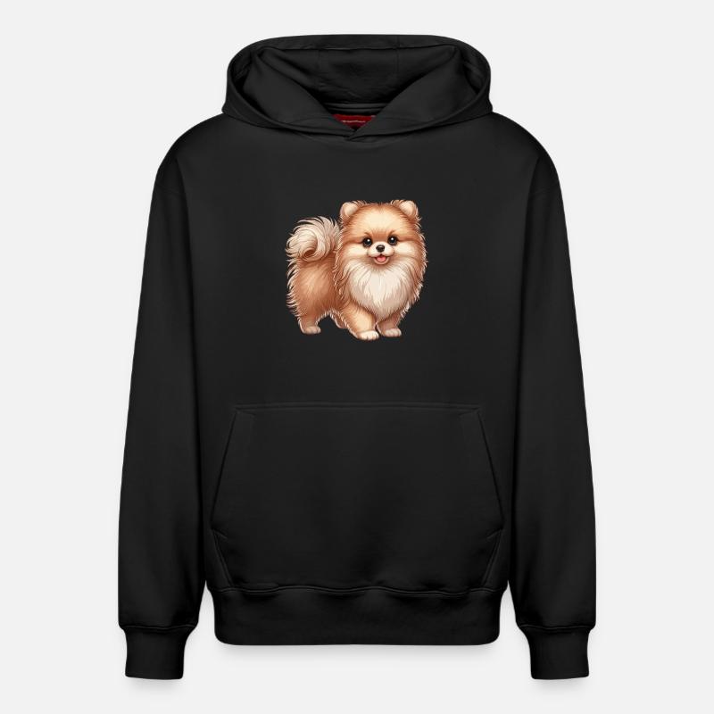 Chiot poméranien - Sweat à capuche unisexe décontracté en coton biologique – de SPREAD - noir