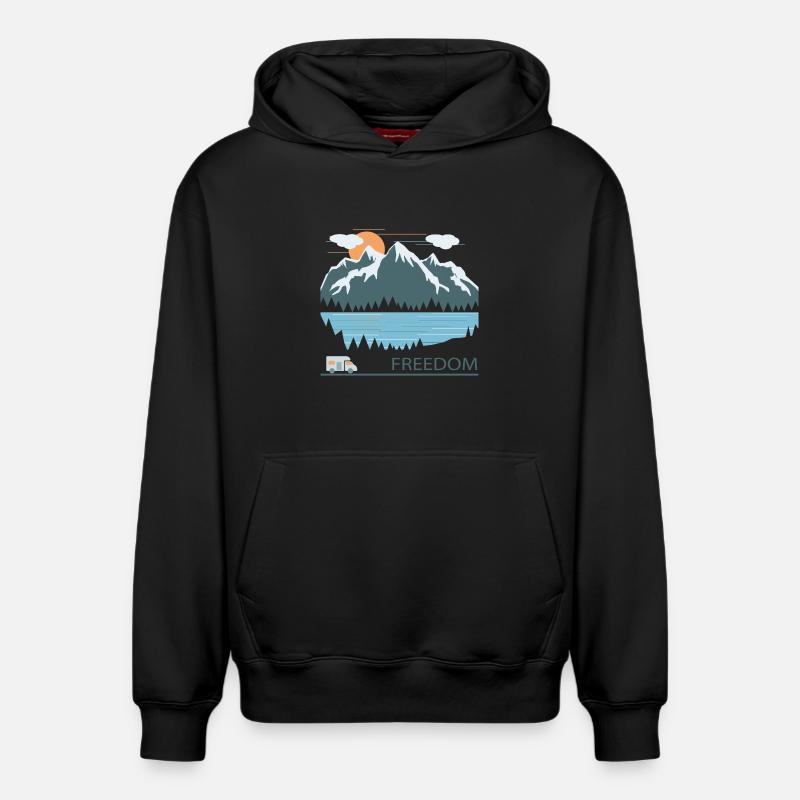 Camping - Sweat à capuche unisexe décontracté en coton biologique – de SPREAD - noir