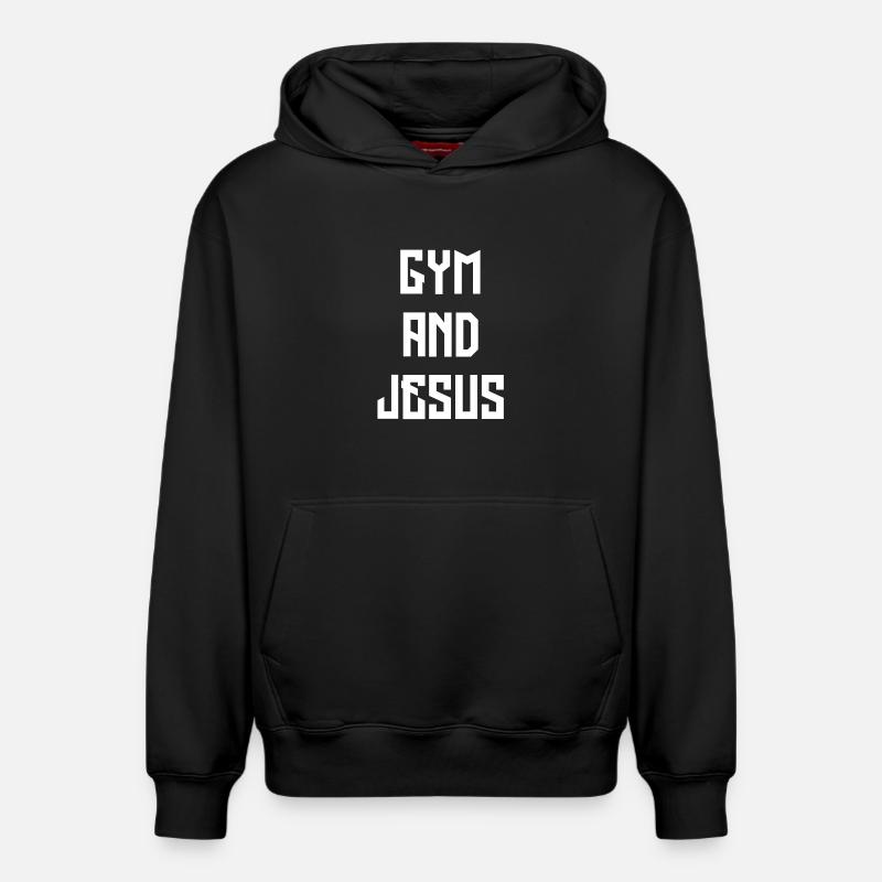Gym and Jesus - Sweat à capuche unisexe décontracté en coton biologique – de SPREAD - noir
