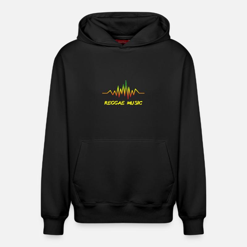 Conception d’ondes sonores reggae - Sweat à capuche unisexe décontracté en coton biologique – de SPREAD - noir