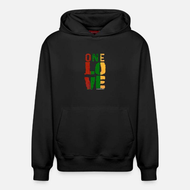 Ruban One Love Reggae - Sweat à capuche unisexe décontracté en coton biologique – de SPREAD - noir