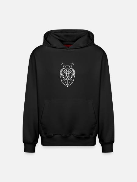 Geometric Wolf Head Line Style - Relaxed Unisex Organic Hoodie – by SPREAD - black