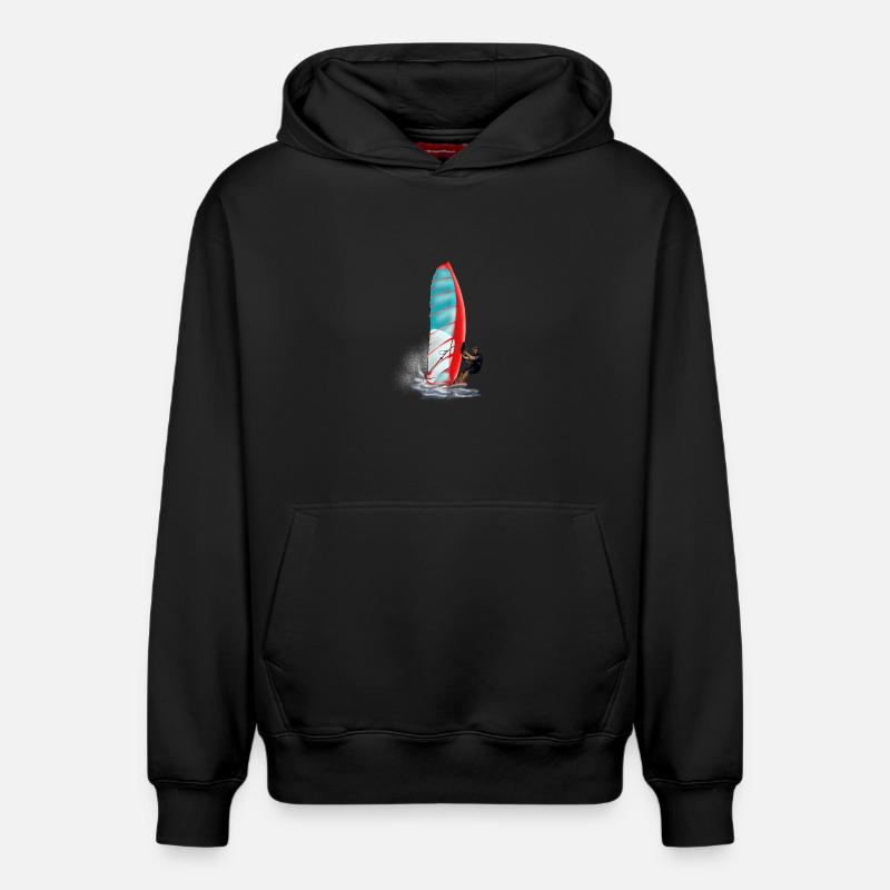 windsurfing - Sweat à capuche unisexe décontracté en coton biologique – de SPREAD - noir