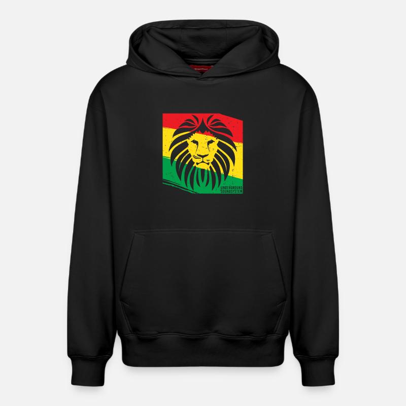 Lion de style rasta - Sweat à capuche unisexe décontracté en coton biologique – de SPREAD - noir