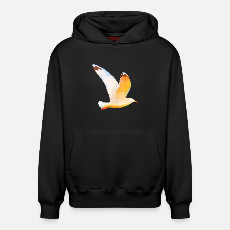mouette - Sweat à capuche unisexe décontracté en coton biologique – de SPREAD - noir