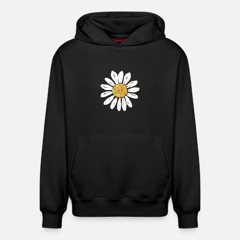Fleur de marguerite - Sweat à capuche unisexe décontracté en coton biologique – de SPREAD - noir