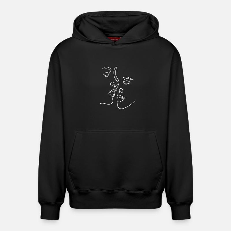 Visages amoureux - Sweat à capuche unisexe décontracté en coton biologique – de SPREAD - noir